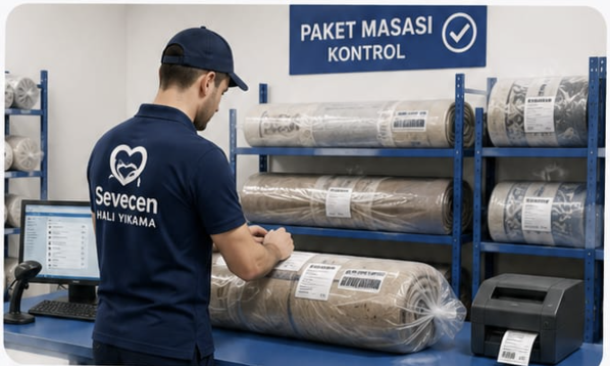 Sevecen Halı Yıkama paket masası ön kontrol süreci